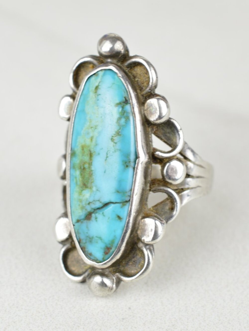 VTG Navajo Sterling Silver Turquoise Statement Ring Size 5.25 - Picture 8 of 11
